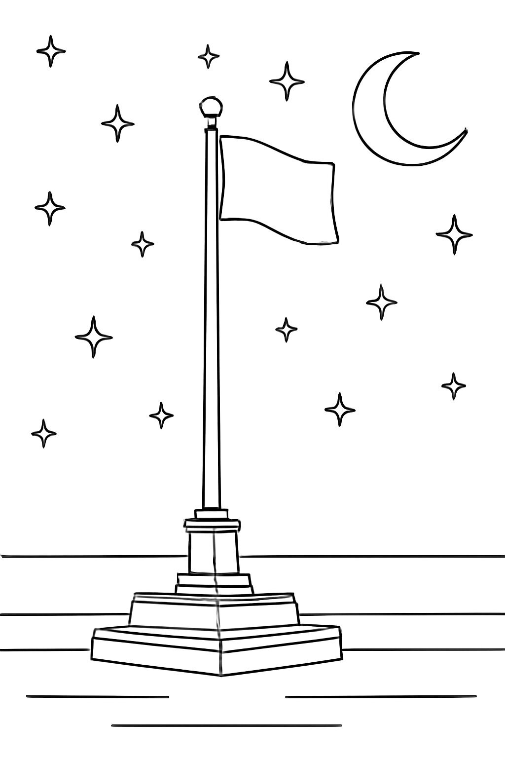 Flagpole on a Moonlit Night