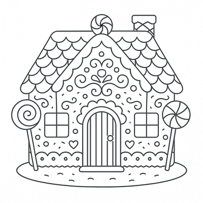 Gingerbread House Coloring Pages for Kids 2026 – PDF