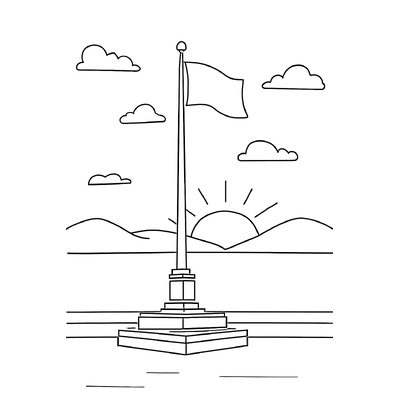 Hanoi Flag Tower Coloring Pages for Kids 2026