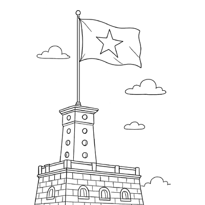 Hanoi Flag Tower Coloring Pages for Kids 2026