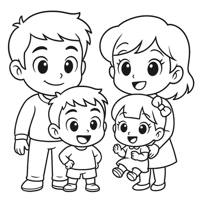 Happy Family Coloring Pages for Kids 2026 – Free PDF Download