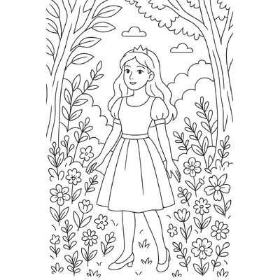 Sleeping Princess in the Forest Coloring Pages for Kids 2026 – Easy PDF Download