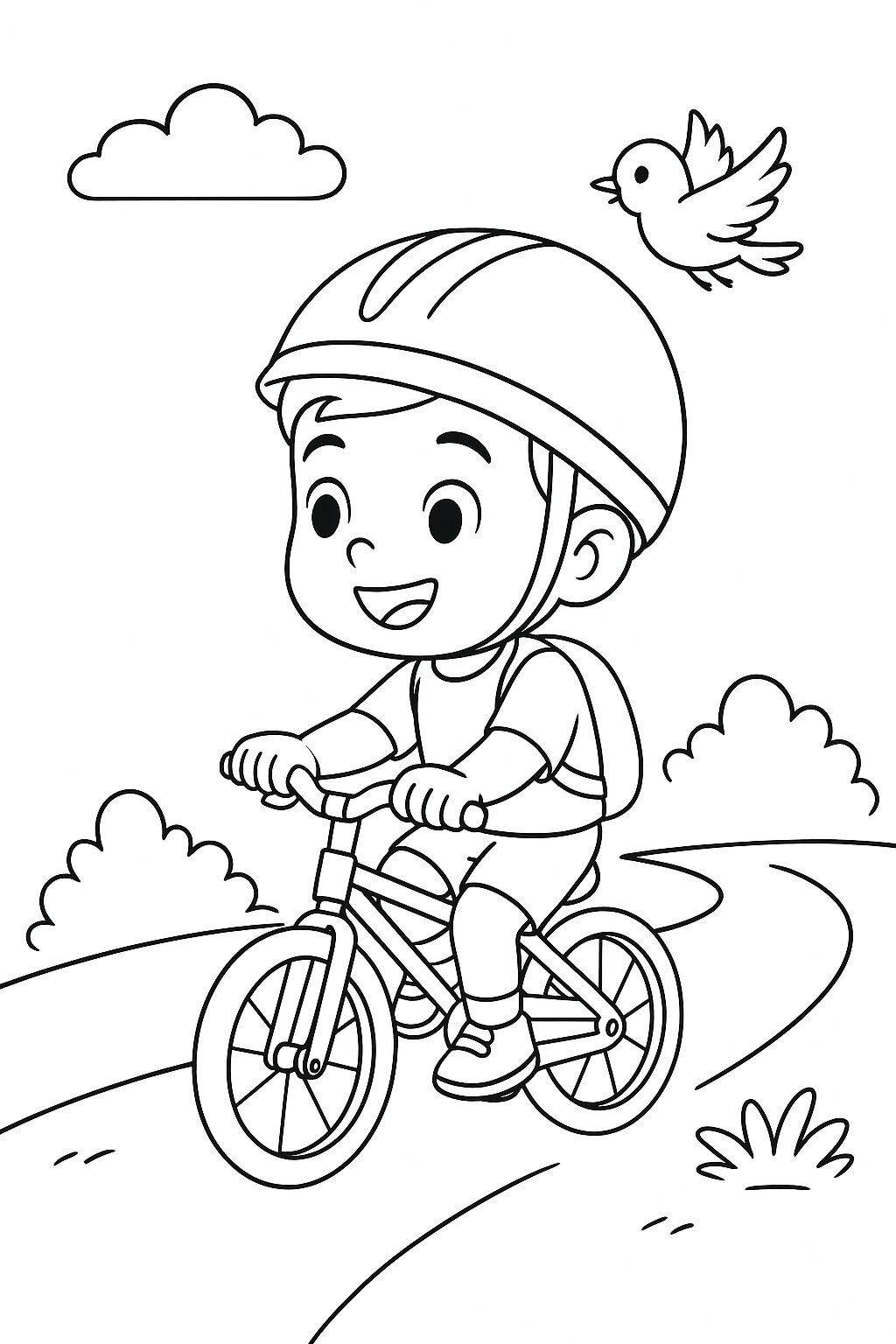 Kid Cycling in the Morning