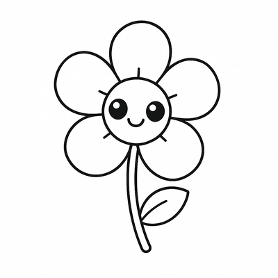 Five-Petal Flower Coloring Pages for Kids 2026 – PDF Coloring Sheets