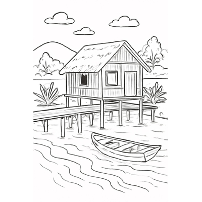 Stilt House Coloring Pages for Kids 2026 – Free PDF Download