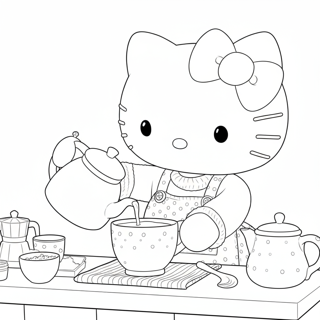Hello Kitty and a Friend Cooking