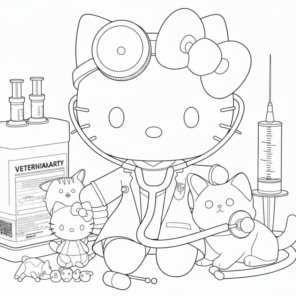 Hello Kitty Doing a Science Experiment