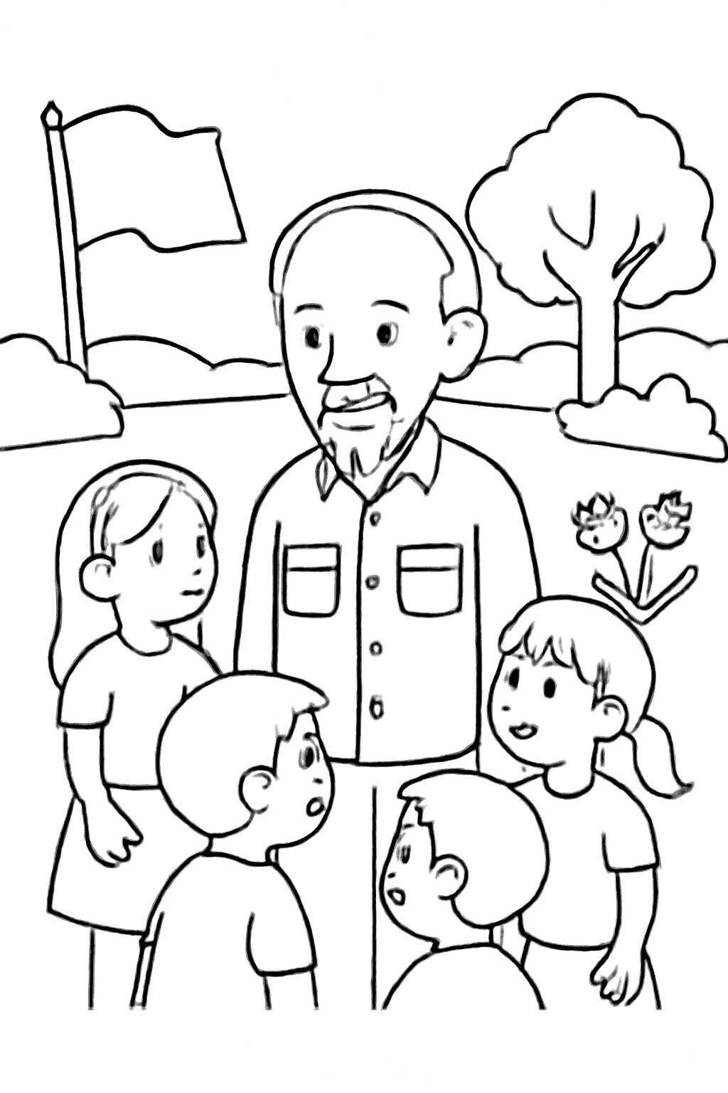 Ho Chi Minh with Children Coloring Pages for Kids – Beautiful 2026