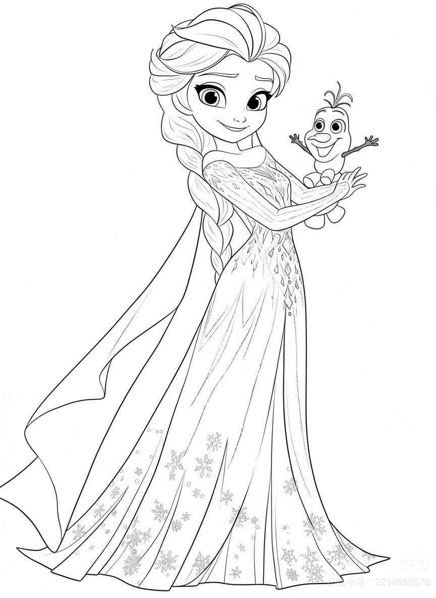 Sparkling Elsa Princess Coloring Pages for Kids 17