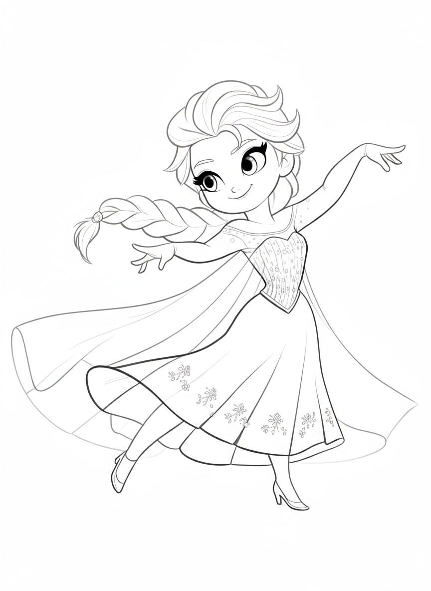 Sparkling Elsa Princess Coloring Pages for Kids 17