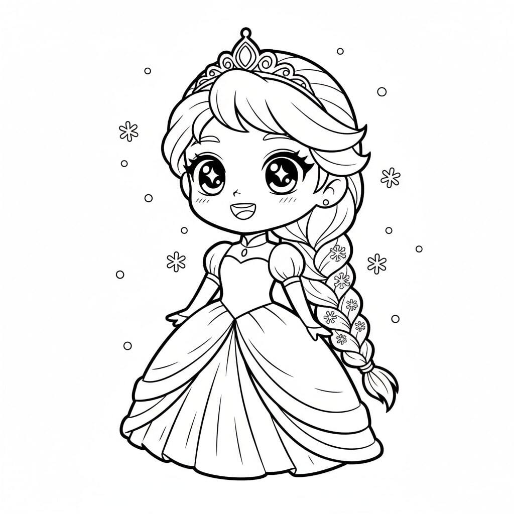 Sparkling Elsa Princess Coloring Pages for Kids 17