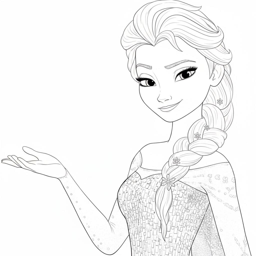 Sparkling Elsa Princess Coloring Pages for Kids 17