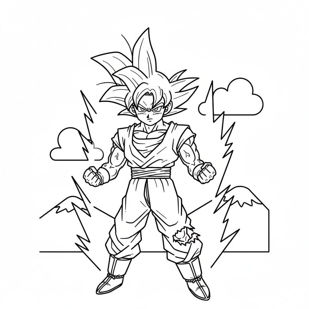 Super Saiyan Goku Shouting with Full Power