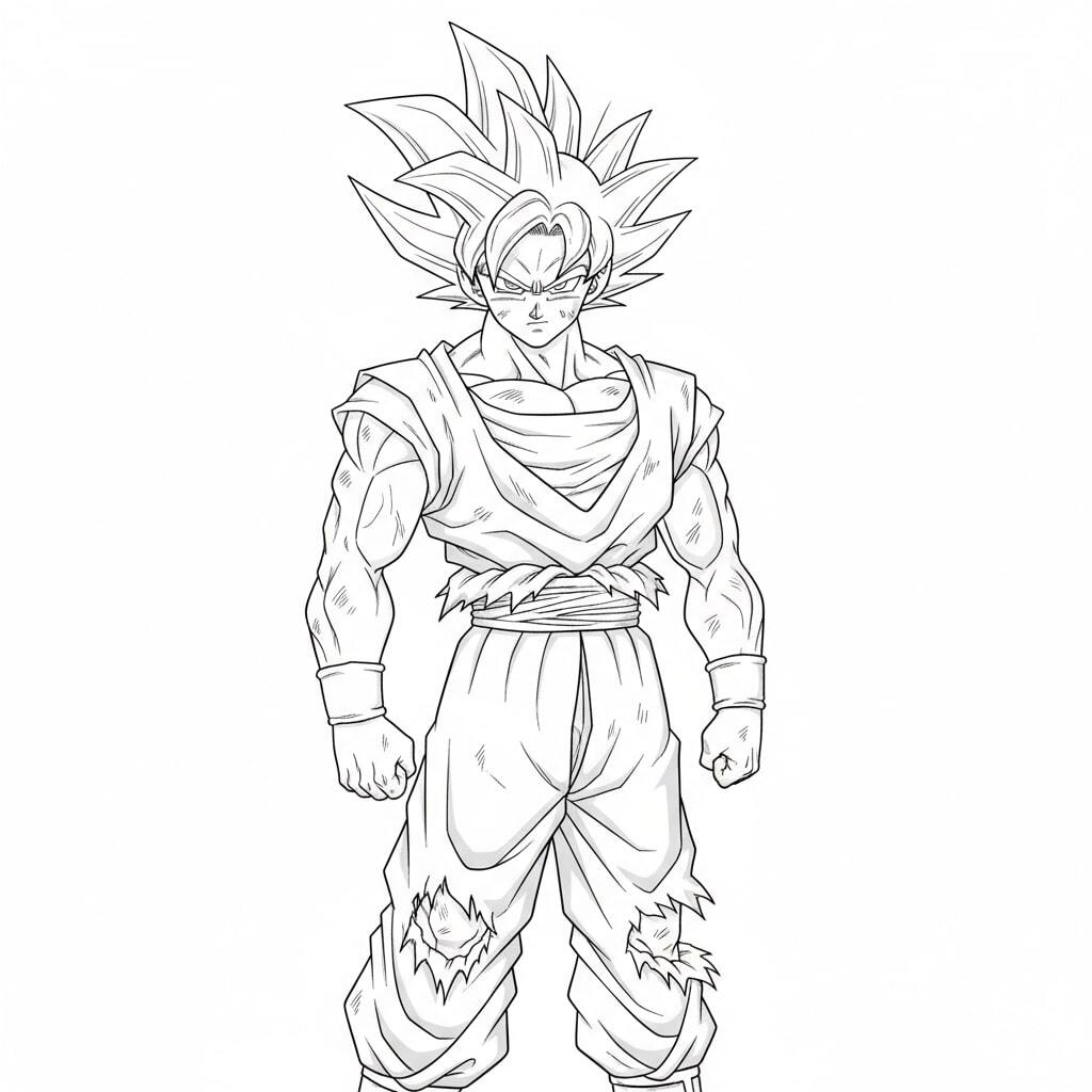 Songoku with powerful Super Saiyan hair