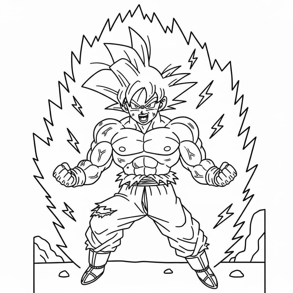 Super Saiyan Songoku Radiating Intense Light