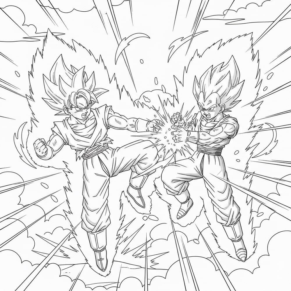 Songoku and Vegeta Battling