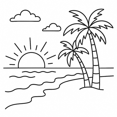 Beach Landscape Coloring Pages for Kids 2026 – Beautiful Designs