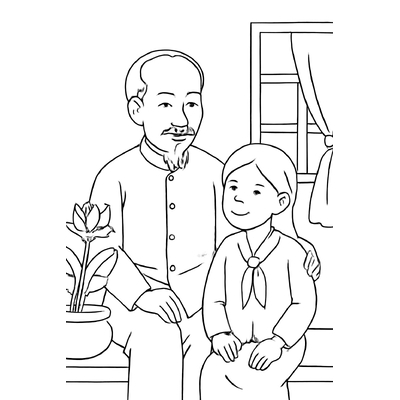 Ho Chi Minh with Children Coloring Pages for Kids – Beautiful 2026