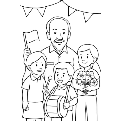 Ho Chi Minh with Children Coloring Pages for Kids – Beautiful 2026