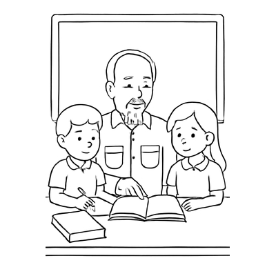 Ho Chi Minh with Children Coloring Pages for Kids – Beautiful 2026