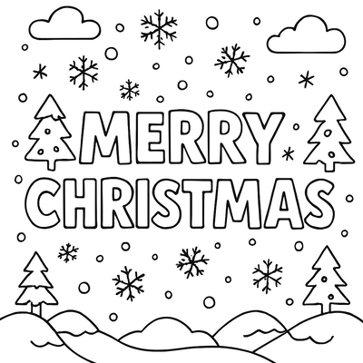 Merry Christmas Lettering Coloring Pages for Kids 2026