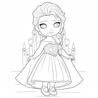 Sparkling Elsa Princess Coloring Pages for Kids