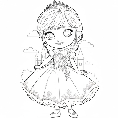 Sparkling Elsa Princess Coloring Pages for Kids