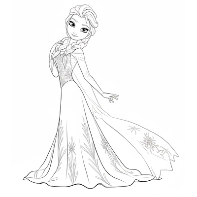Sparkling Elsa Princess Coloring Pages for Kids