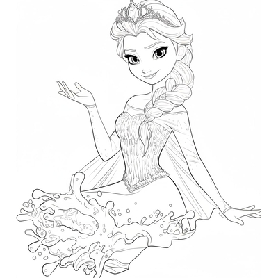 Sparkling Elsa Princess Coloring Pages for Kids