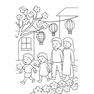 Tet and Spring Festival Coloring Pages 2026 – PDF for Kids
