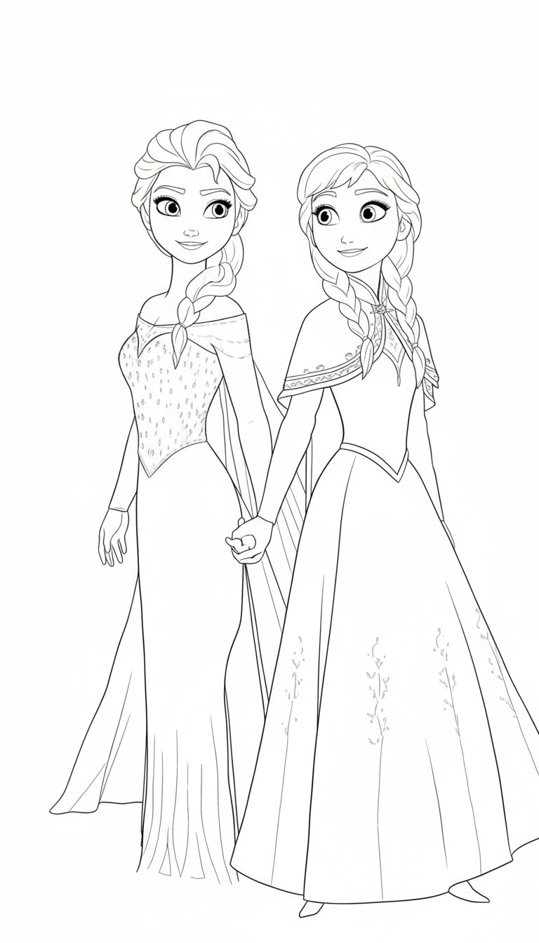 Elsa and Anna Holding Hands