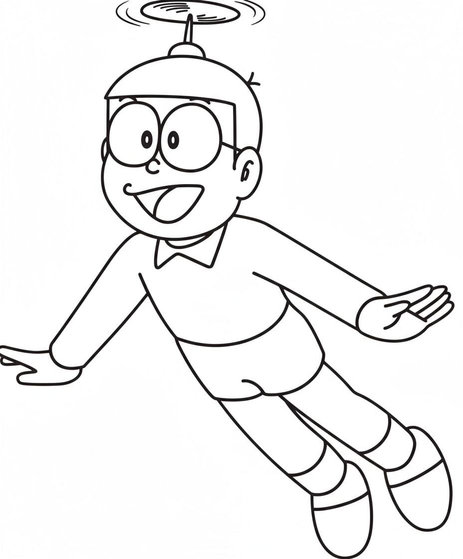 Adorable Nobita Coloring Pages 2026 for Kids to Practice Coloring