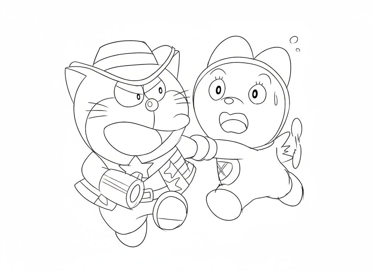Doraemon pulling Dorami