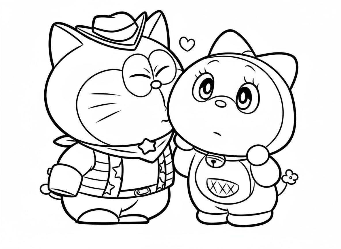 Dorami and Doraemon Are Being Affectionate