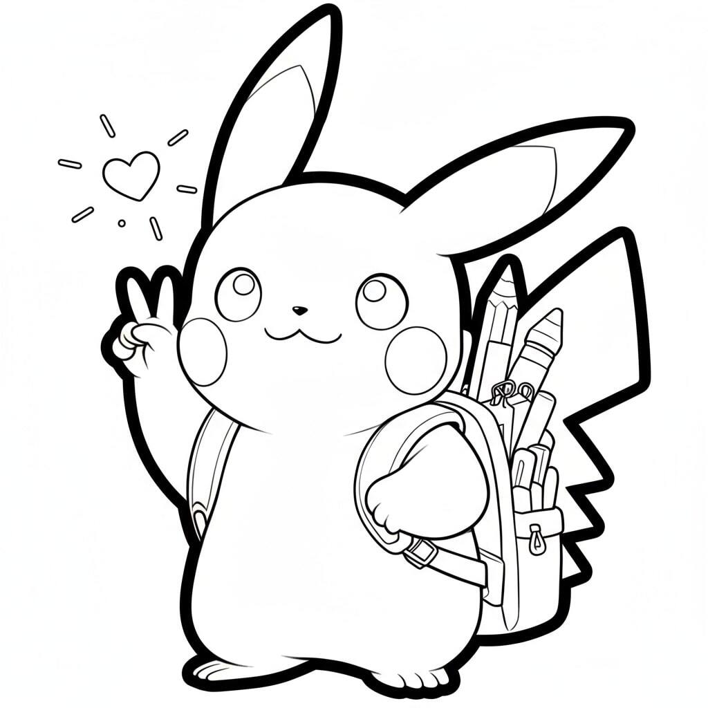 Pikachu Wearing a Backpack to School