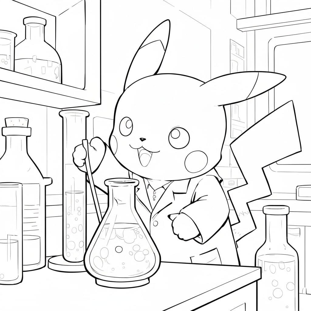 Pikachu the Young Scientist in the Laboratory