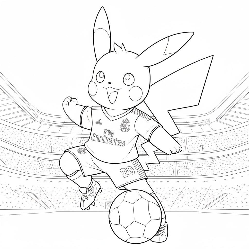 Pikachu Playing Soccer with Intensity