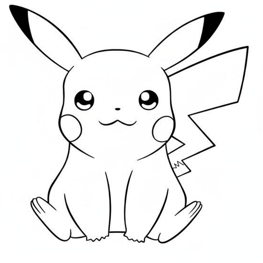 Pikachu Sitting and Smiling Happily