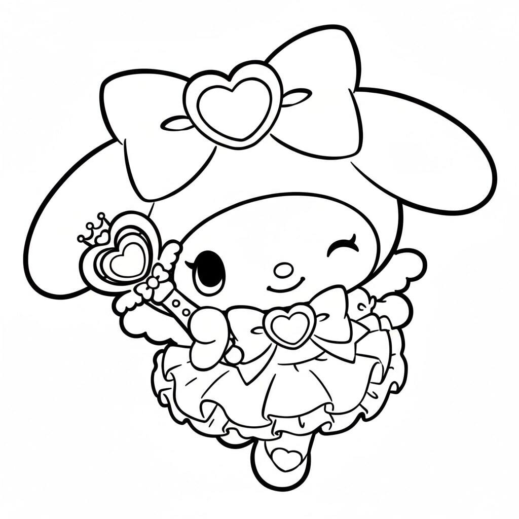 My Melody wearing a dazzling floral dress