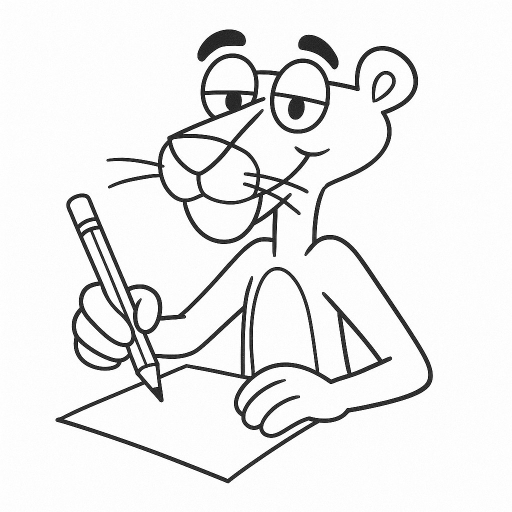 Pink Panther Learning to Draw