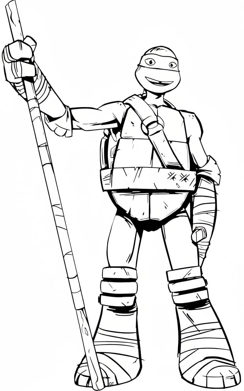 The Ninja Turtle with a Long Staff in Hand