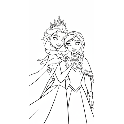 Adorable Elsa and Anna Princess Coloring Pages for Girls