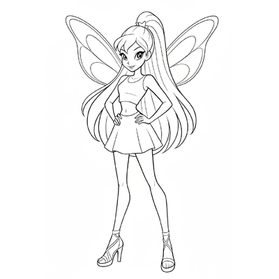Adorable Winx Fairy Princess Coloring Pages for Kids
