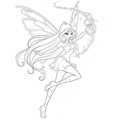 Adorable Winx Fairy Princess Coloring Pages for Kids