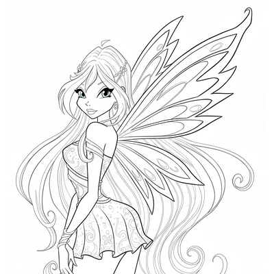 Adorable Winx Fairy Princess Coloring Pages for Kids