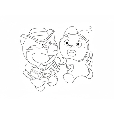 Doraemon and Dorami Coloring Pages – Adorable Robot Cat Siblings for Kids