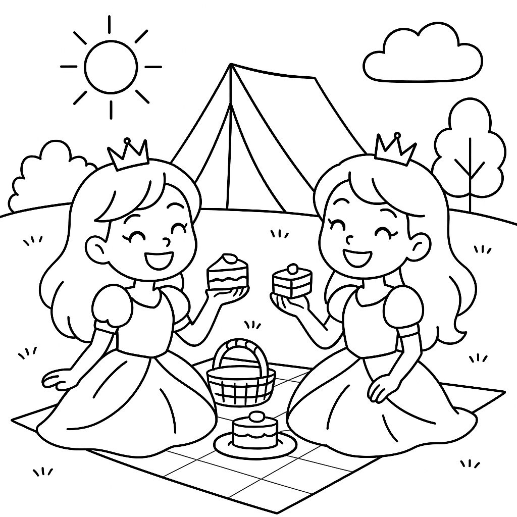 Twin Princesses on a Picnic