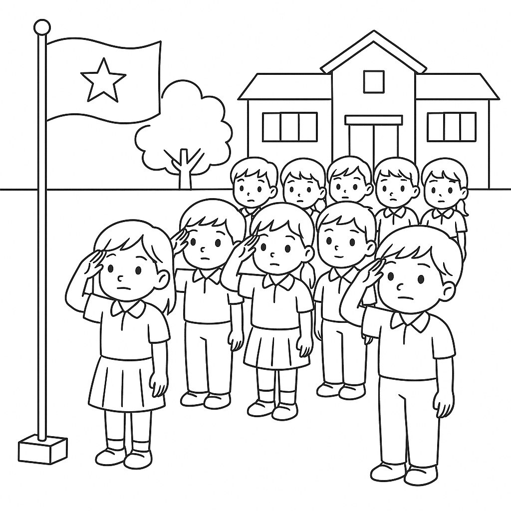 Students at the Flag Ceremony