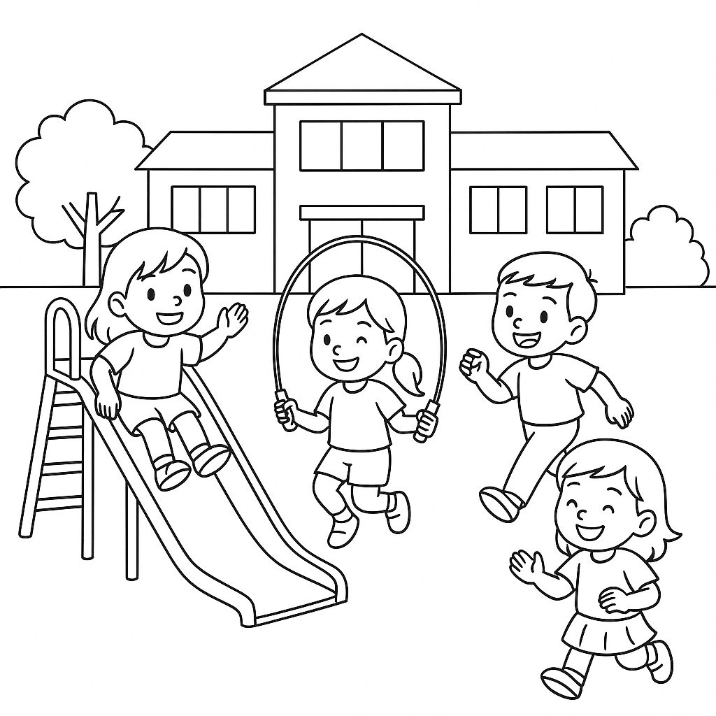 Students Playing in the Schoolyard