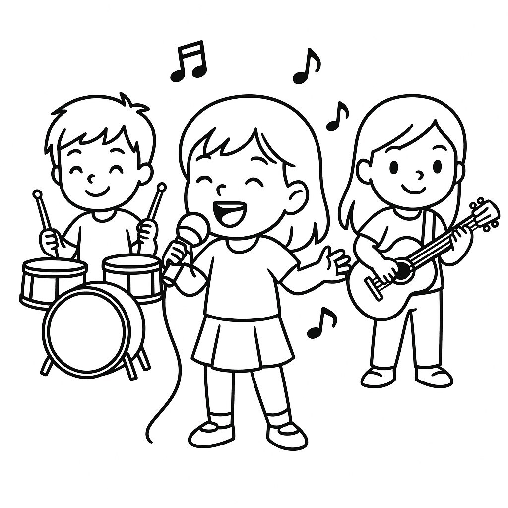 Child Singing with a Band